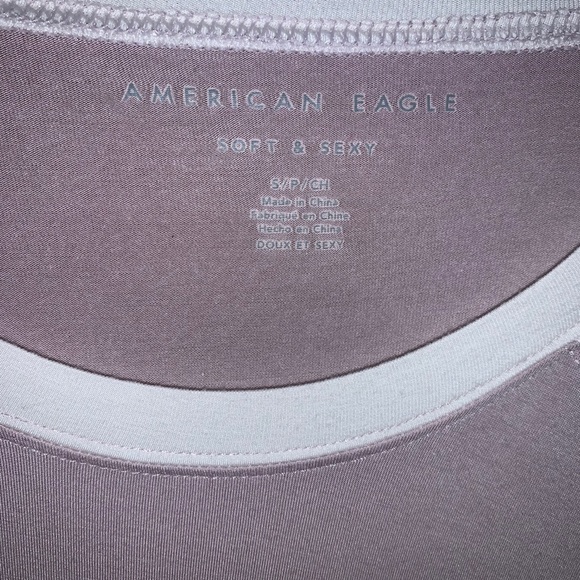 American eagle pink/white baseball tee style shirt - Picture 2 of 3